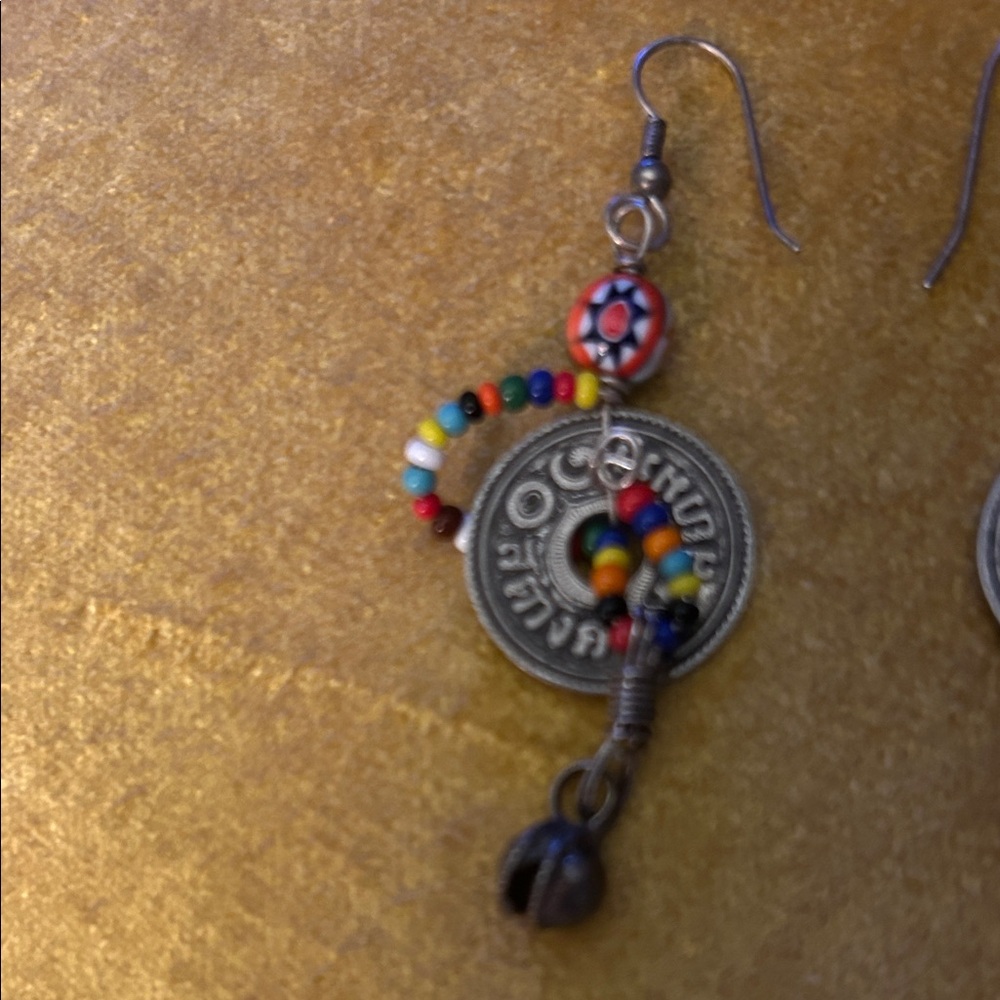 Colorful Bead and Coin Dangle Earrings - Multicolor - Picture 5 of 8
